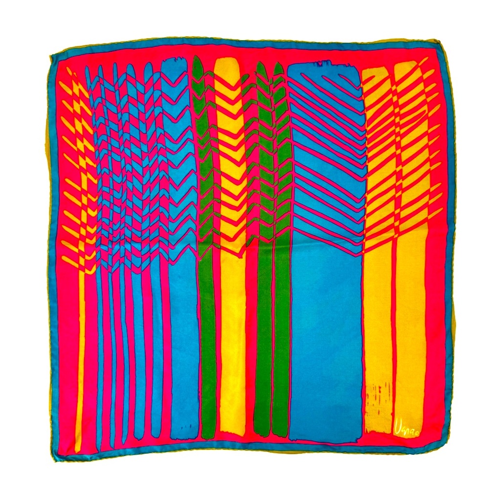 Vintage Vera Hand Rolled Silk Bold Abstract 22" Square Scarf